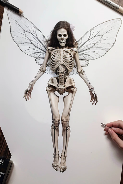 (detailed) (skeleton) (drawing) (fairy wings) (flowers)