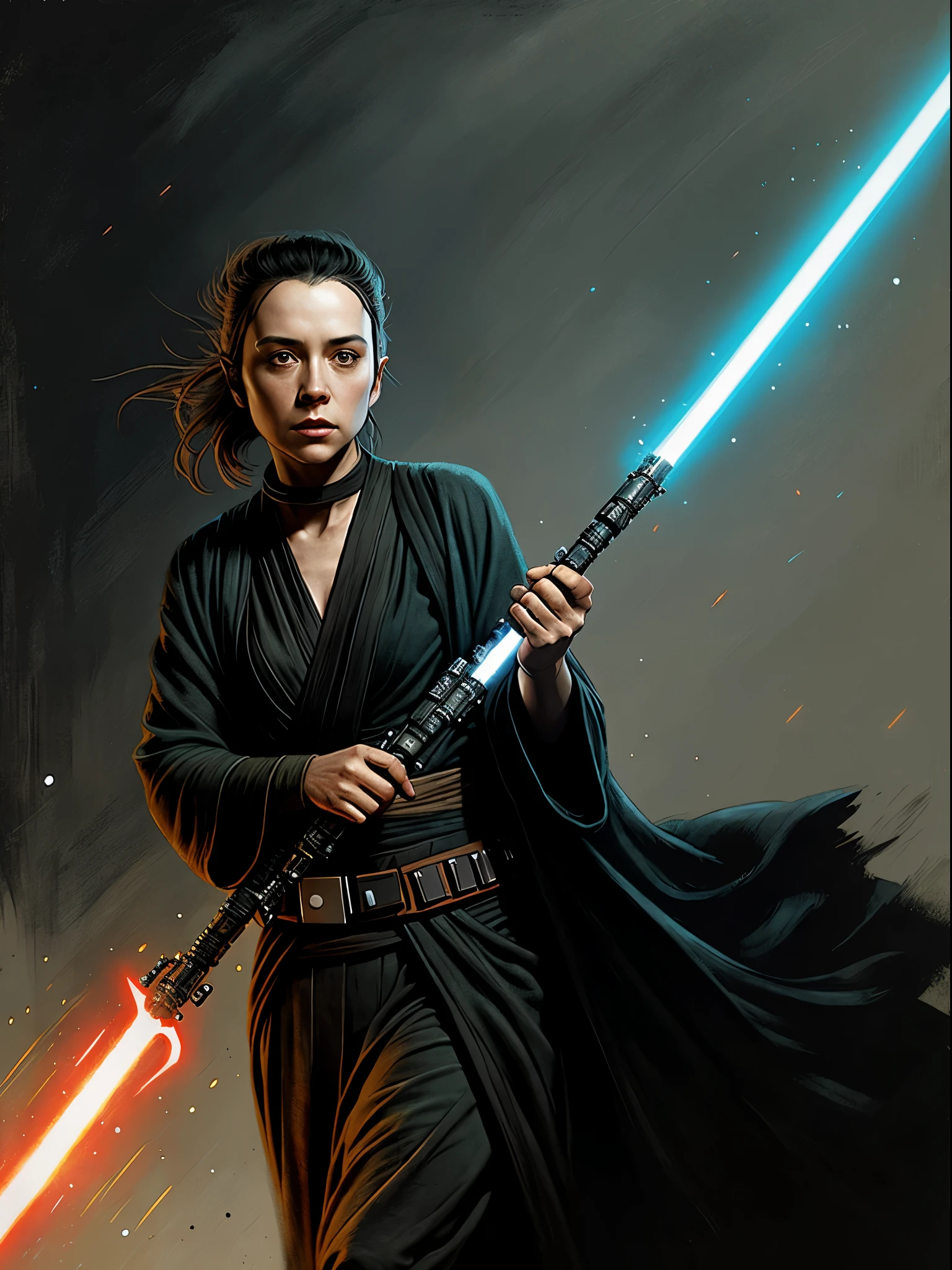 star wars the force awakes in a new poster, female jedi, rey, jaina solo, holding a lightsabre. splash art, star wars character, holding lightsaber 4 k, holding a blue lightsaber, jedi with light saber, jedi, star wars digital art, with lightsaber sword, cal kestis lightsaber wallpaper, jedi knight