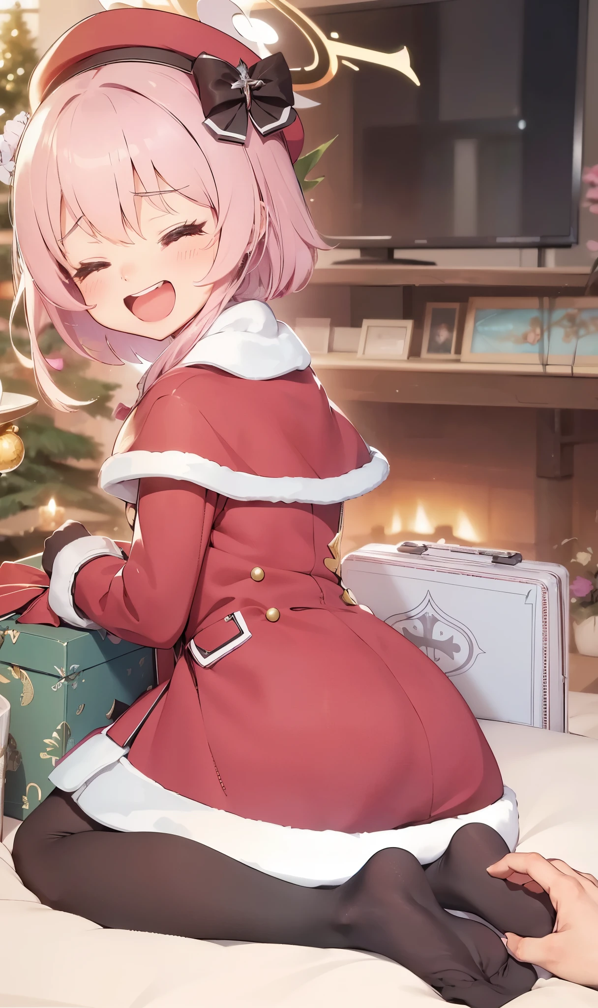 an extremely delicate and beautiful girl,(laughing:1.3),(big mouth),((extremely delicate and beautiful black socks)),mano,(frown), crazy smile, ((pain face)),closed eyes,blush,(((masterpiece))), (((best quality))), (official art), ((extremely detailed CG unity 8k wallpaper)), (Best character details), ((ultra-detailed)), (illustration), (dynamic angle),