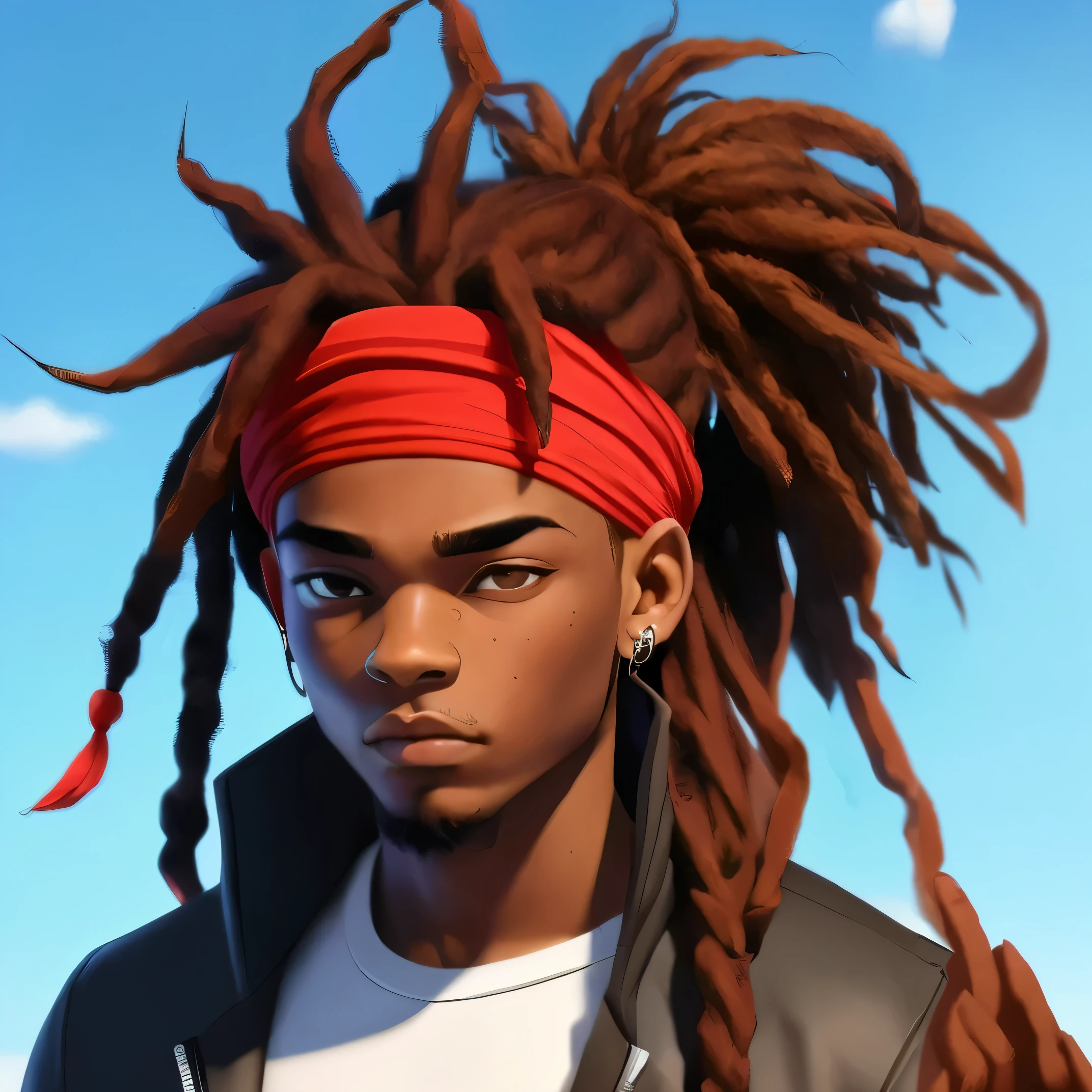 a close up of a person with pavors and a red bandana, pavor + altamente detalhado, altamente detalhado character, estilo de arte realista, realismo artstyle, Personagem de close up, arte oficial do personagem, retrato de personagem de closeup, photoestilo de arte realista, Personagem close up, retrato detalhado do caractere, baixo detalhamento. pintura digital, close-up do personagem, Closeup da arte do personagem