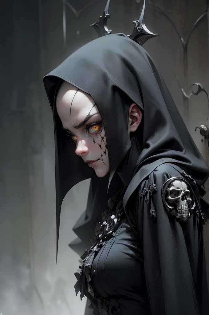 a ghostly, haunting, aesthetic nightmare, 1 woman, detailed face, melancholic expression, dark smoky atmosphere, moody lighting, intricate details, cinematic composition, dark fantasy, surreal, digital art