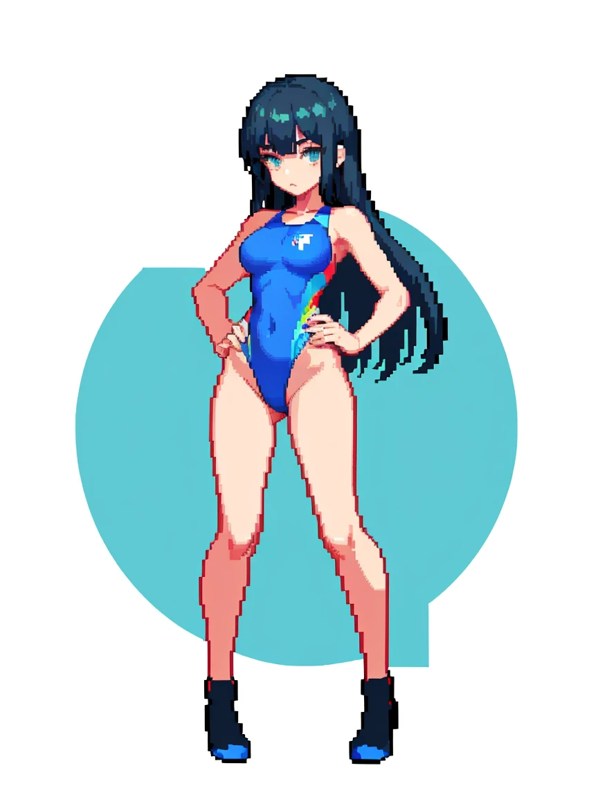 (masterpiece, top quality, best quality, less detail, 8-bit color), pixel,pixel art,1girl, fullbody, smack studio, separate body for edit, (plunge swimsuit)