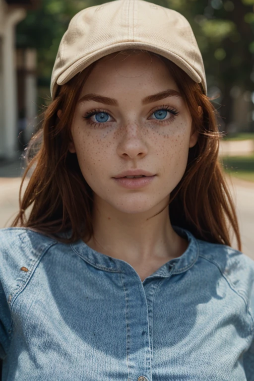 one beautyful woman, no makeup, long blonde hair and streaks. studiophoto quality, half top and jogginghose, looks like jennifer lawrence and ariana grande, sweet, full body , lara croft, in a sportsbar, basecap