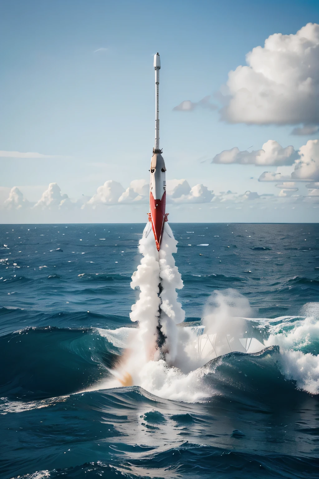 colorful rocket space splashing the ocean, high details, high quality, realistic, sharp focus, no hands, no body