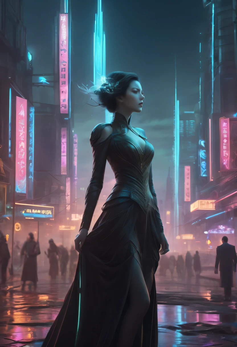 epic fantasy digital art style, and Mumford Tom Bagshaw..., dark fantasy style art, Epic fantasy art style,, dark fantasy art style, Epic fantasy art style HD, dark fantasy digital art,a vast cybernetic network metropolis. neonlight,advertising billboard,embeddedLEDilluminated. Future Vision, Excellent location,Features city views, (充满活力的neonlight:1.5), (digitial painting:1.25), (4K:1.2). enviroment: panoramic view of a city,skylines."
