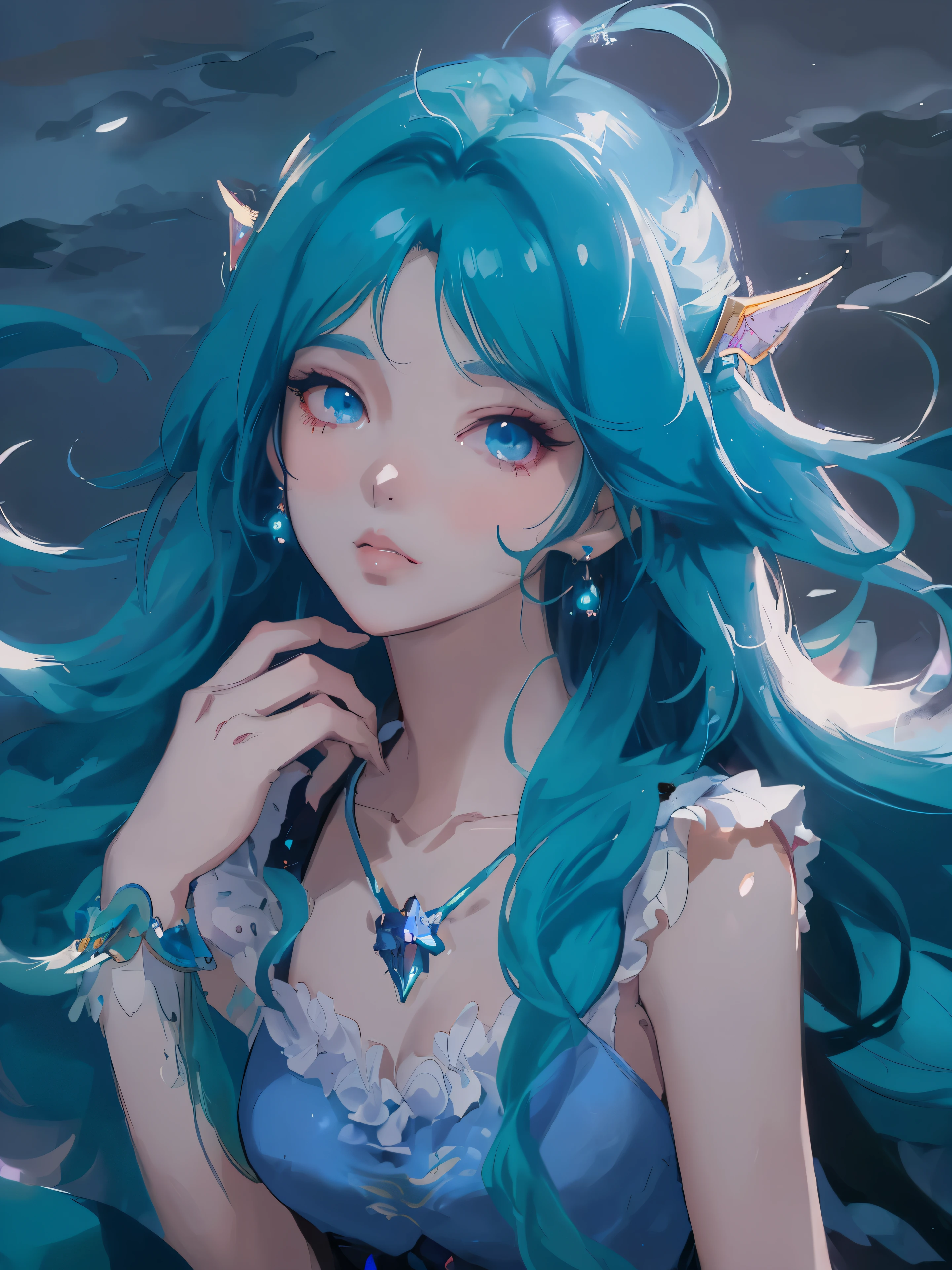 um close de uma mulher com cabelo azul e um telefone celular, anime com cabelo martelo, retrato bonito do anime, Estilo anime bonito, artwork in the style of Guweiz, detailed arte de anime digital, arte de anime digital, arte digital estilo anime, Guweiz, Digital anime illustration, estilo de arte de fantasia, Estilo de arte anime bonito, menina bonita, 8k Full HD