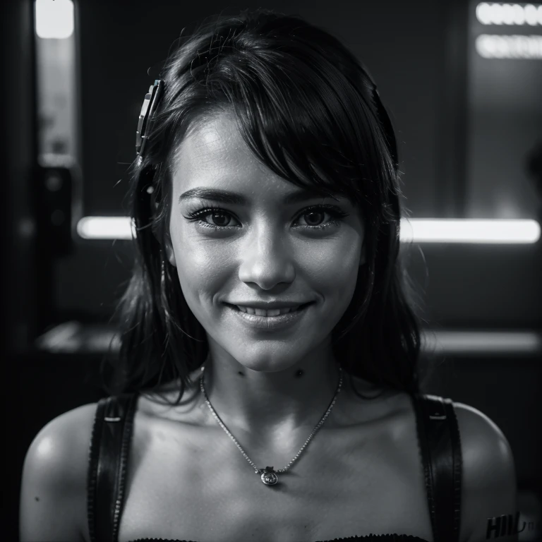 (HD) (8k) (detailed) Chrismas table smile blink right eye cyberpunk style noir wharol