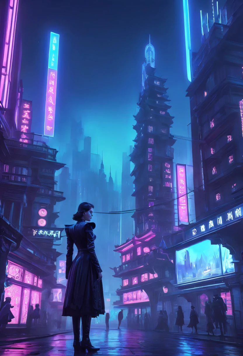 epic fantasy digital art style, and Mumford Tom Bagshaw.., dark fantasy style art, Epic fantasy art style,, dark fantasy art style, Epic fantasy art style HD, dark fantasy digital art,a vast cybernetic network metropolis. neonlight,advertising billboard,Embedded LED shine. Future Vision, Excellent location,Features city views, (充满活力的neonlight:1.5), (digitial painting:1.25), (4K:1.2). enviroment: panoramic view of a city,skylines."