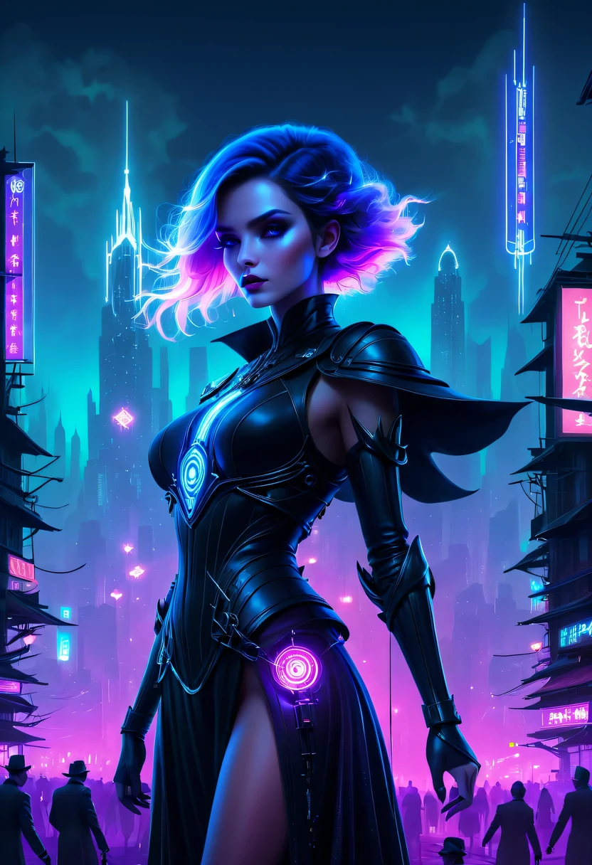 epic fantasy digital art style, and Mumford Tom Bagshaw.., dark fantasy style art, Epic fantasy art style,, dark fantasy art style, Epic fantasy art style HD, dark fantasy digital art,a vast cybernetic network metropolis. neonlight,advertising billboard,Embedded LED shine. Future Vision, Excellent location,Features city views, (充满活力的neonlight:1.5), (digitial painting:1.25), (4K:1.2). enviroment: panoramic view of a city,skylines."