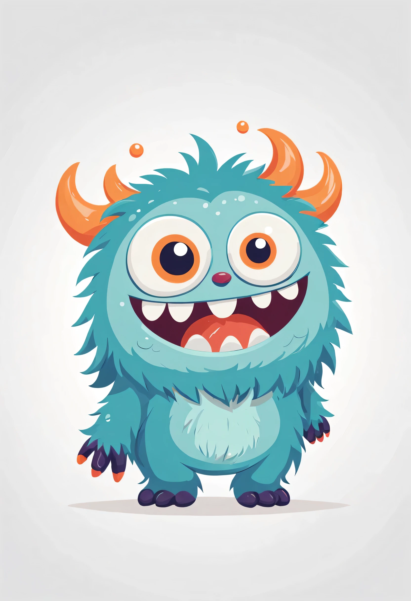 vector illustration, Flat drawing, cute mini monster, cheery, minimalism, (whitebackground)