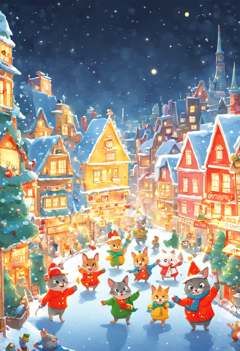 by Richard Scarry, night, happy new year, enhance, intricate, (best quality, masterpiece, Representative work, official art, Professional, unity 8k wallpaper:1.3)