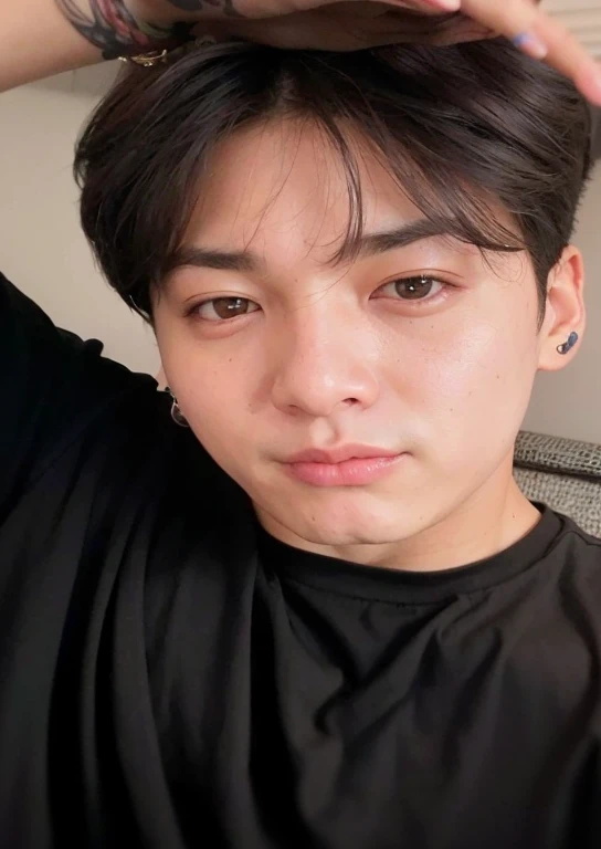 um close up de uma pessoa com uma camisa preta em, Jeon Jungkook, Jungkook, jeon, Jung kook, wan adorable korean face, Kim, Jinyoung Canela, Hyung Tae, foto de perfil headshot, jeon , Wonbin Lee, Sakimichan, Hong June Hyung, 1 7 - ano - menino rosto magro BTS