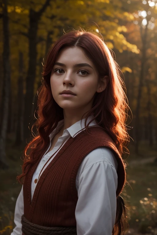 [Retrato de cuerpo entero] [Nordic fashion model aged 18-23] [color de cabello rojo] [vestido como un estilo vikingo de guerreros] [Bored expression on face] [Photo taken in a mountainous and spring landscape] [type of illumination: natural  lighting], extremadamente realista, 8k, detalles locos, detalles intrincados, bellamente graduado de color, Color Grading, Cinematographer editorial, Cinematographer, bokeh, tomada con una lente de 60 mm, ISO 300, f / 4, 1/200th