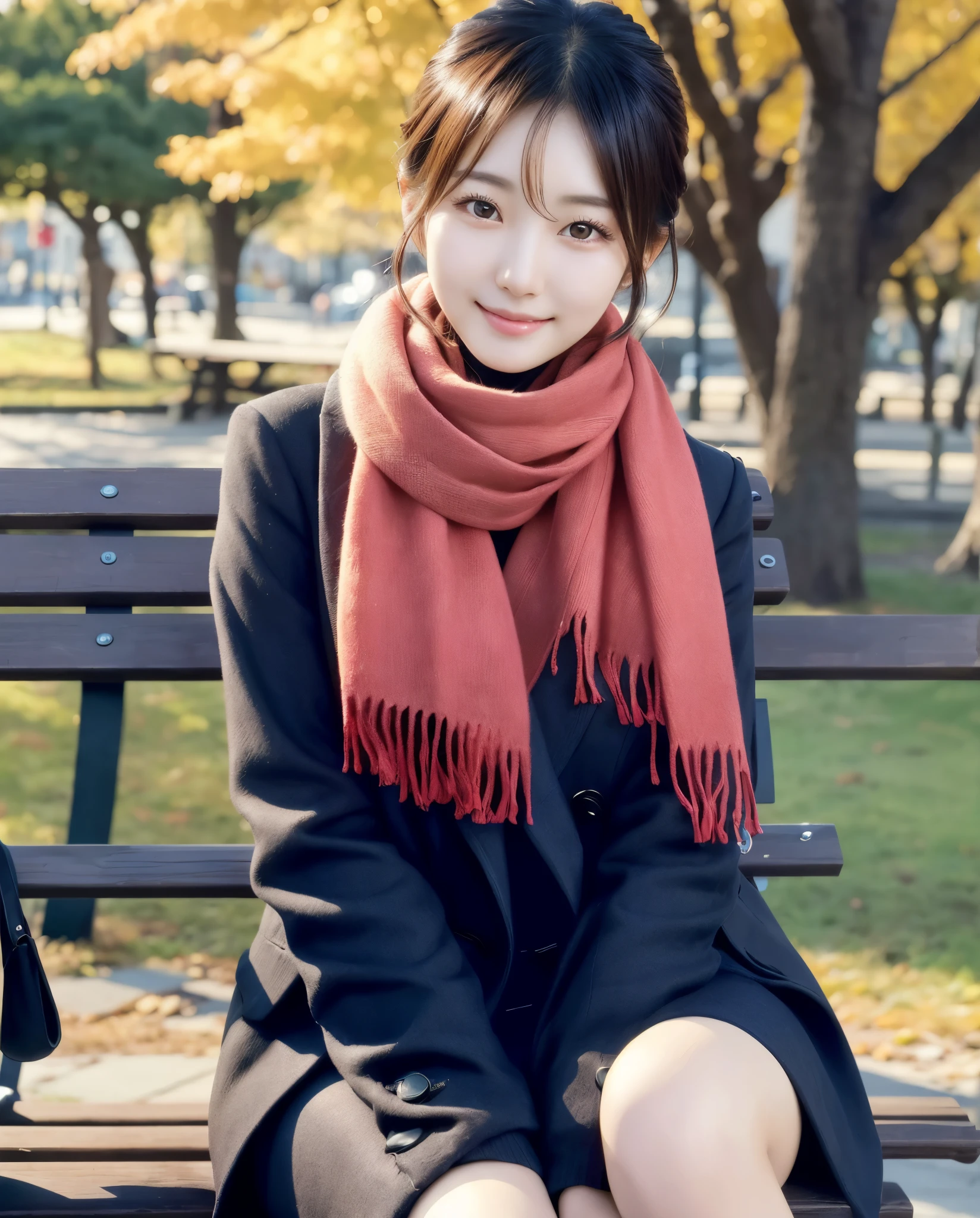 An arafi woman wearing a scarf and sitting on a park bench, Korean Girl, korean female fashion model, Beautiful young Korean woman, Korean Woman, Gorgeous young Korean woman, beautiful Korean women, Chinese girl, real life anime girl, Beautiful Asian Girl, Japanese Models, the face of a beautiful Japanese girl, Young Asian Girl