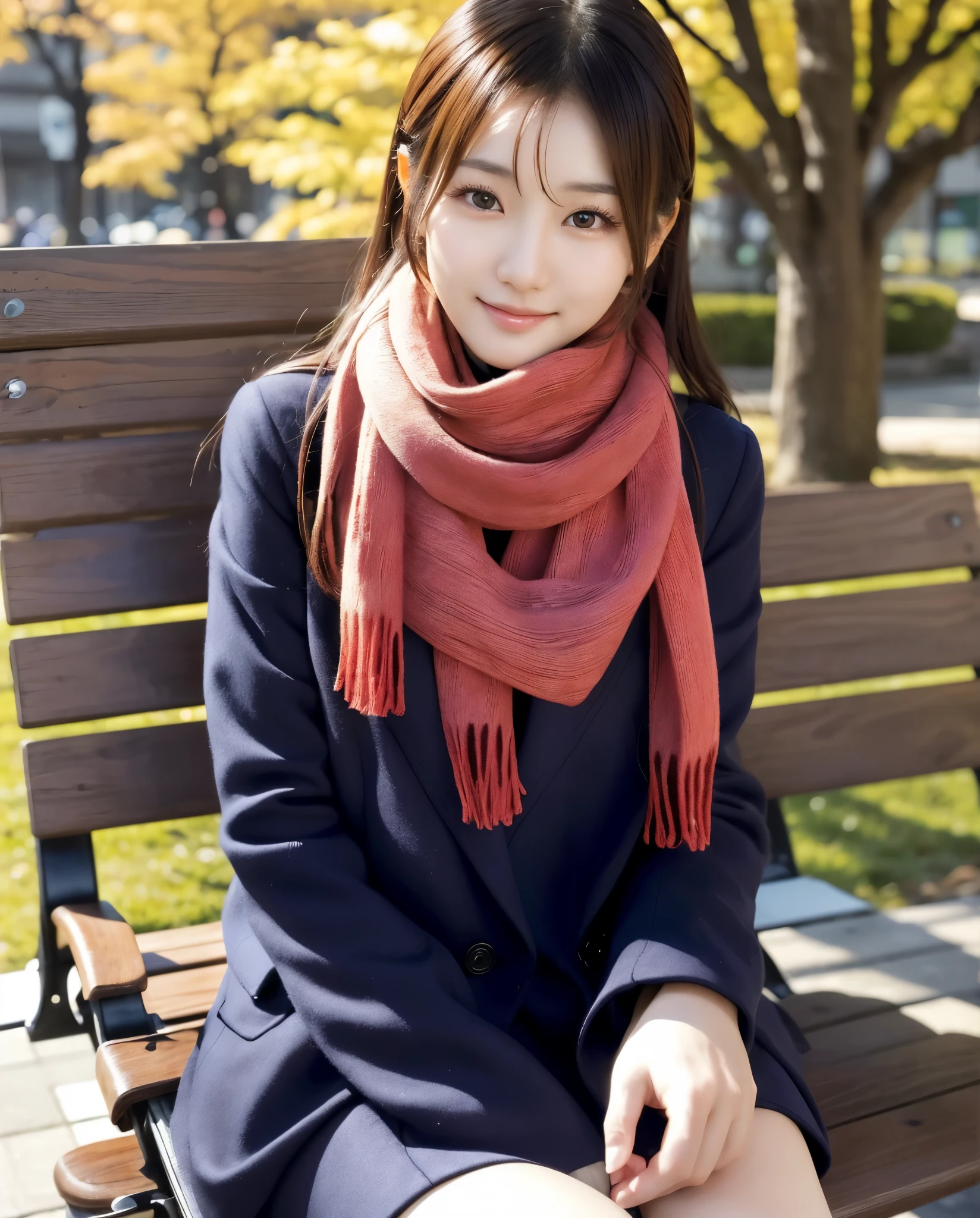 An arafi woman wearing a scarf and sitting on a park bench, Korean Girl, korean female fashion model, Beautiful young Korean woman, Korean Woman, Gorgeous young Korean woman, beautiful Korean women, Chinese girl, real life anime girl, Beautiful Asian Girl, Japanese Models, the face of a beautiful Japanese girl, Young Asian Girl