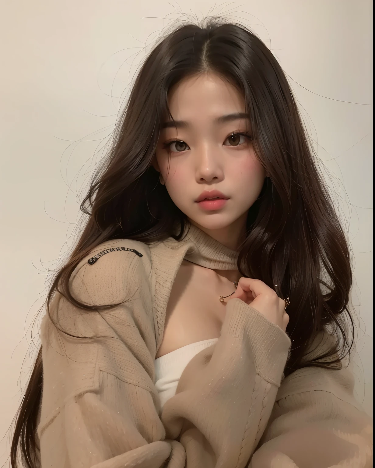 A closeup of a woman with long hair wearing a sweater;, Jennie Blackpink, Parque Roseanne do Blackpink, Gongbi, Retrato de Jossi do Blackpink, jossi do blackpink, Foto de perfil do headshot, Jaeyeon Nam, Xision Wu, Heonhwa Choe, Ulzzang, Mai Anh Tran, Lalisa Manobal, a young asian woman