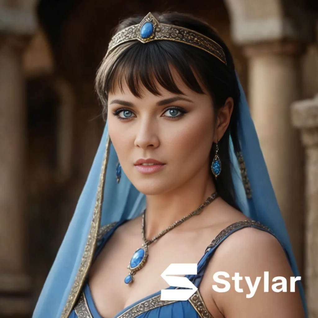 (best quality,Realistic),Xena,identical and perfect face,Olhos azuis claros,corpo perfeito,vivid colors,Detailed features,studio lighting