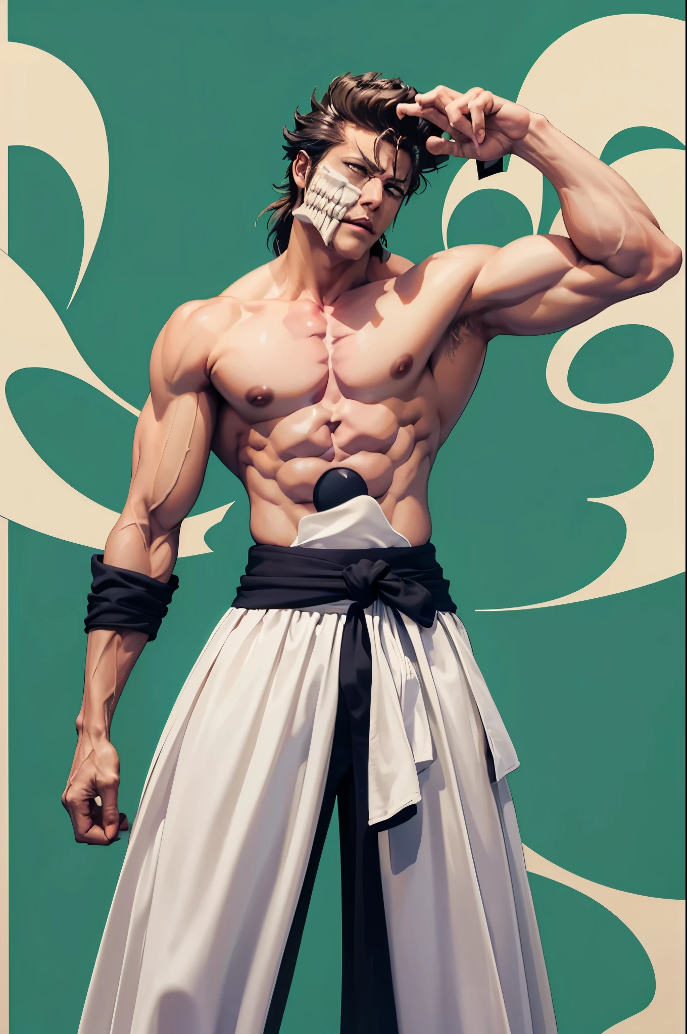 chico anime con un cuerpo musculoso y una camisa ajustada puesta, muscular!!, muscular character, Estilo baki, muscular! Blanco, muscular!!!, muscular!, Super buff y cool, musculatura, big biceps, muscular!! Science-Fiction, muscular characters, Hermosa pose de anime, fuerte e imponente, pose fuerte, Baki el garfio, Arte de anime limpio y detallado, large musculatura