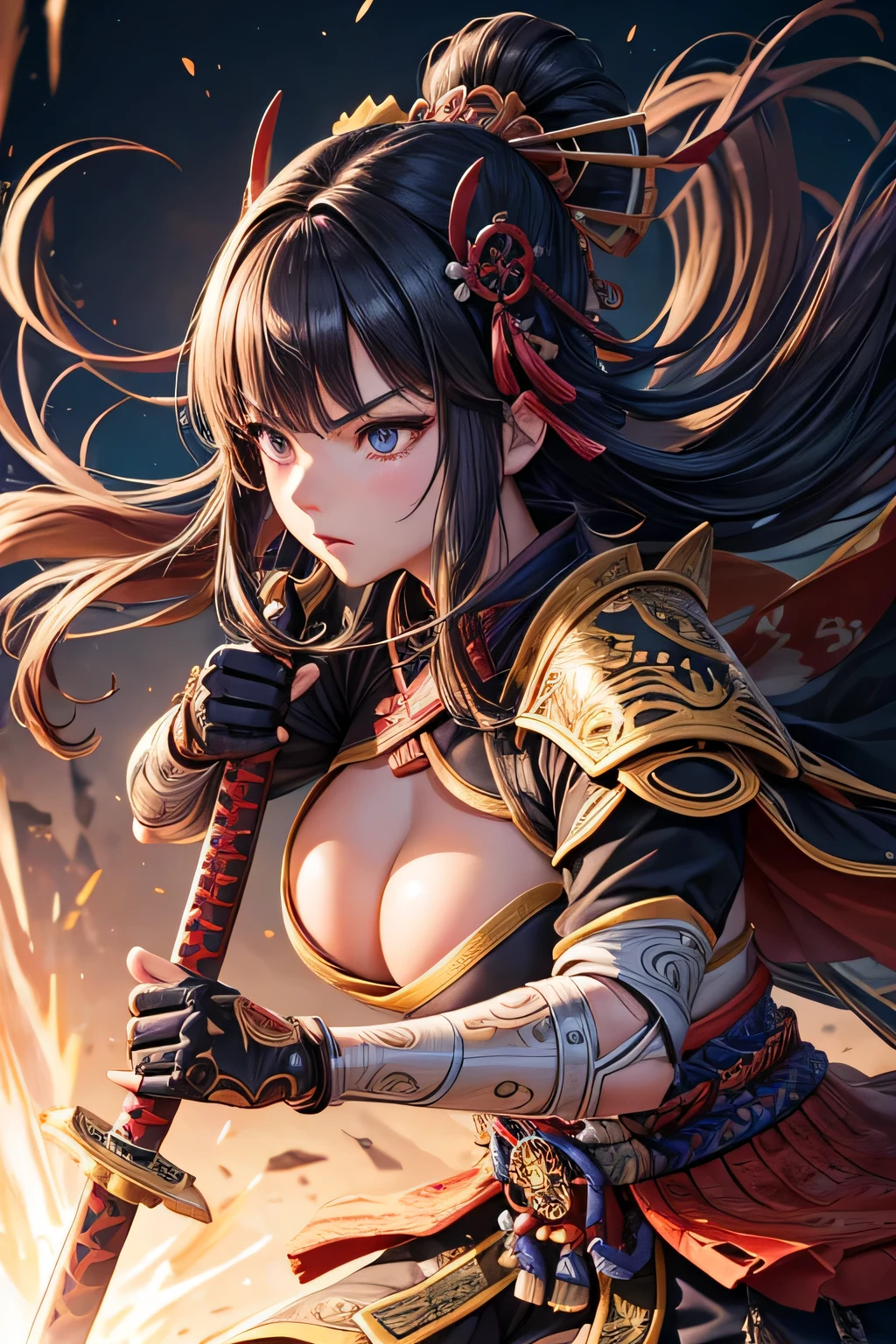 1girl, ancient shogun warrior, heavy ancient shogun armor, wielding a katana, combat stance, mean look, highly detailed, vibrant appearance, creative behavior, extremly detailed, imaginative, , spontaneous, highest quality, skin texture, intricate details, (cinematic lighting), RAW photo, 8k, masterpiece,best quality,ultra-detailed,very detailed illustrations,extremely detailed,intricate details,highres,super complex details,extremely detailed 8k cg wallpaper,