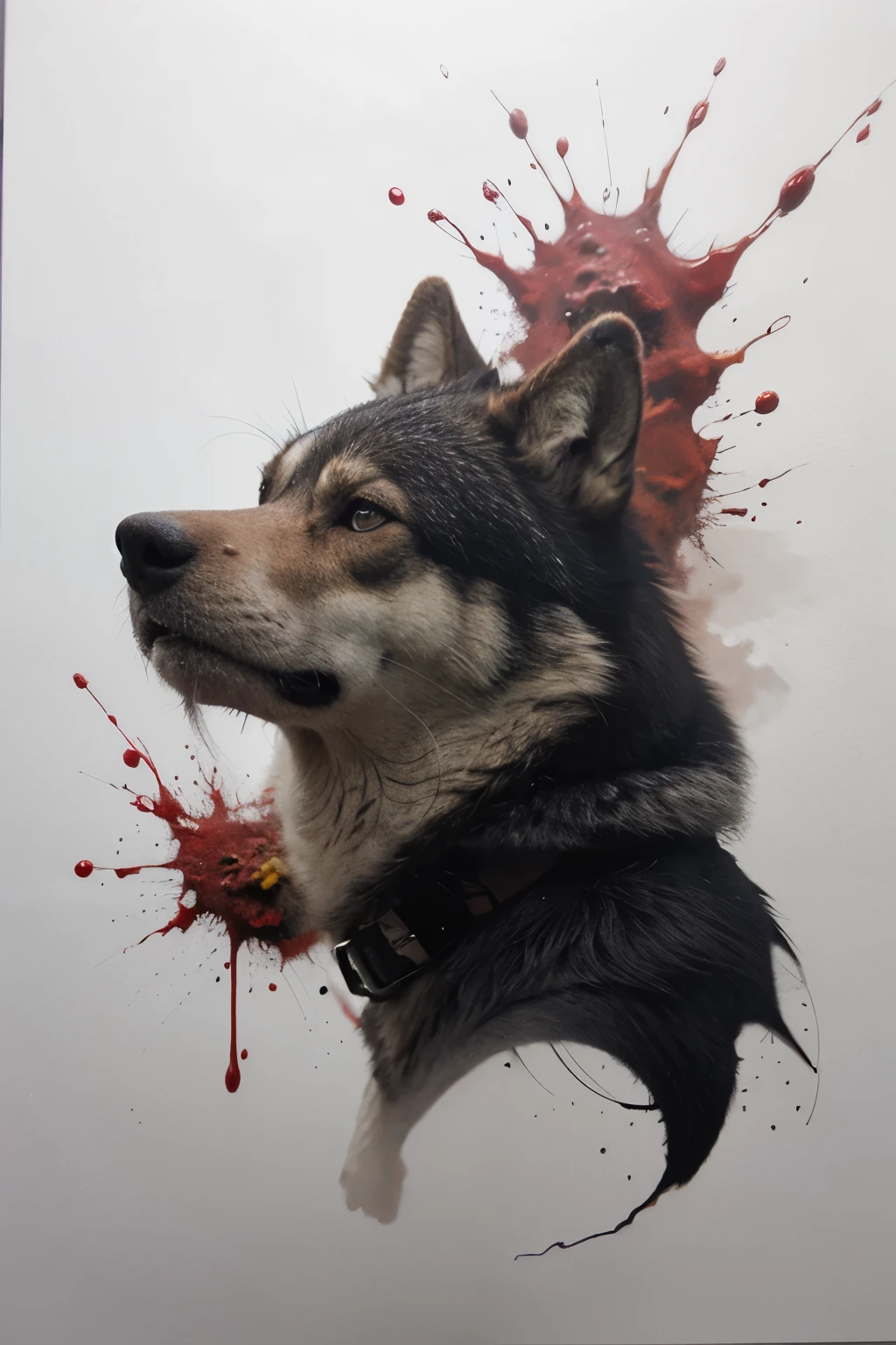 This half-length portrait of a dog beautifully rendered in charcoal and blood-colored pencil is a tribute to the world's great artists. The artist has carefully chosen a textured paper to highlight the tactile qualities of the drawing. With skillfully drawn lines and subtle shading, the dog comes alive in the paper. Every distinctive feature, from the wrinkles on the forehead to the delicate lines of the whiskers, stands out masterfully. The artistic style evokes a sense of elegance and grace, allowing the viewer to connect with the essence of the noble animal.