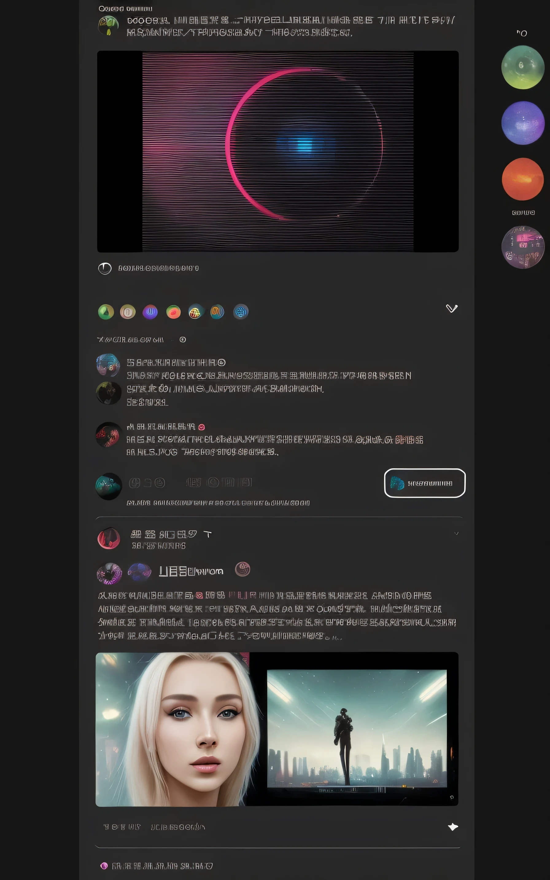 close-up of a man on a video screen with a camera, 8K)), yelena belova, Popular on Derpibooru, very coherent image, the background is black, 🪔 🎨;🌞🌄, Dark mode, Black Pinterest background, Post on Reddit, 🚀🌈🤩, egor letov, News feed, leaked image