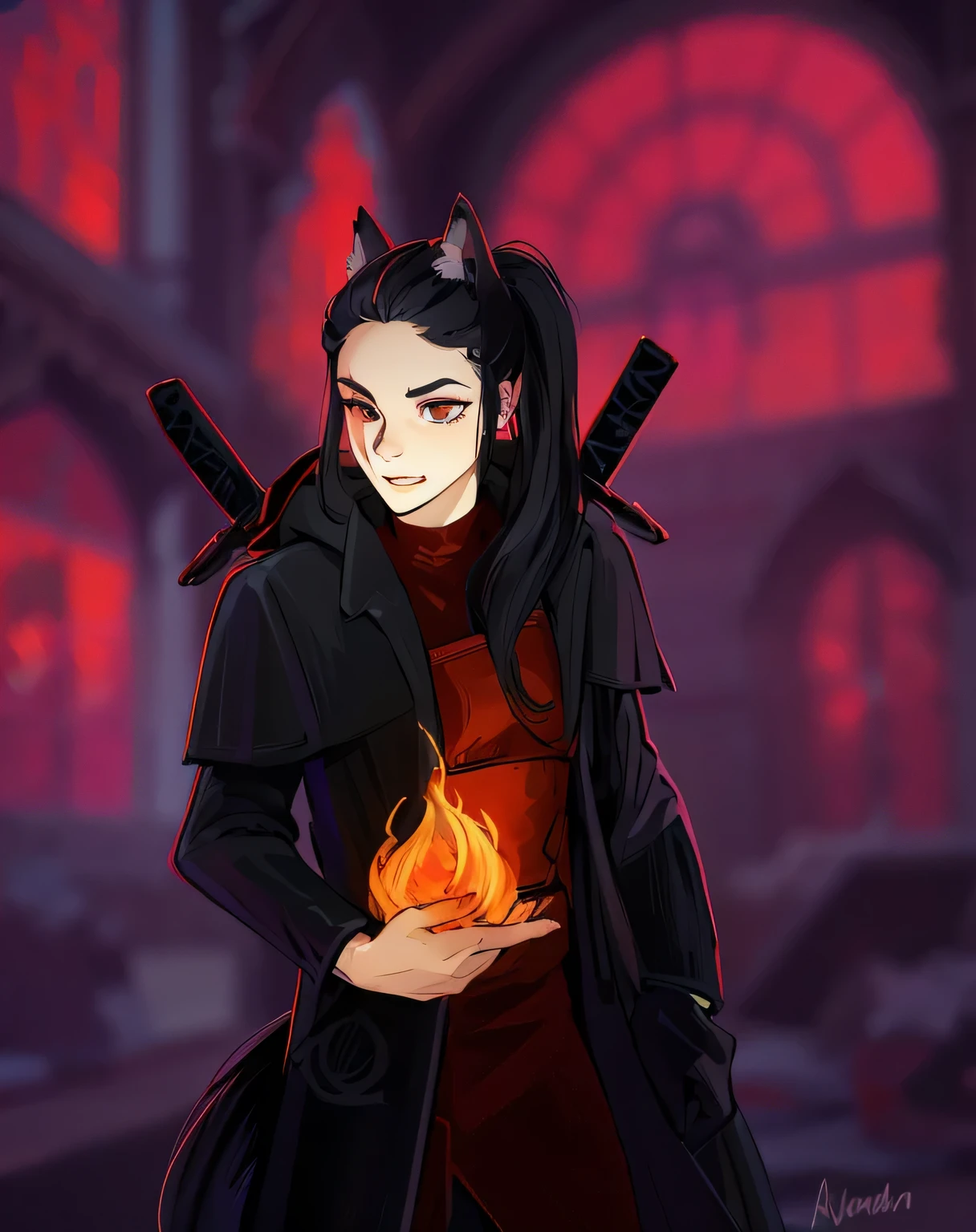 Wolf ,hairlong ,pony tail , mage