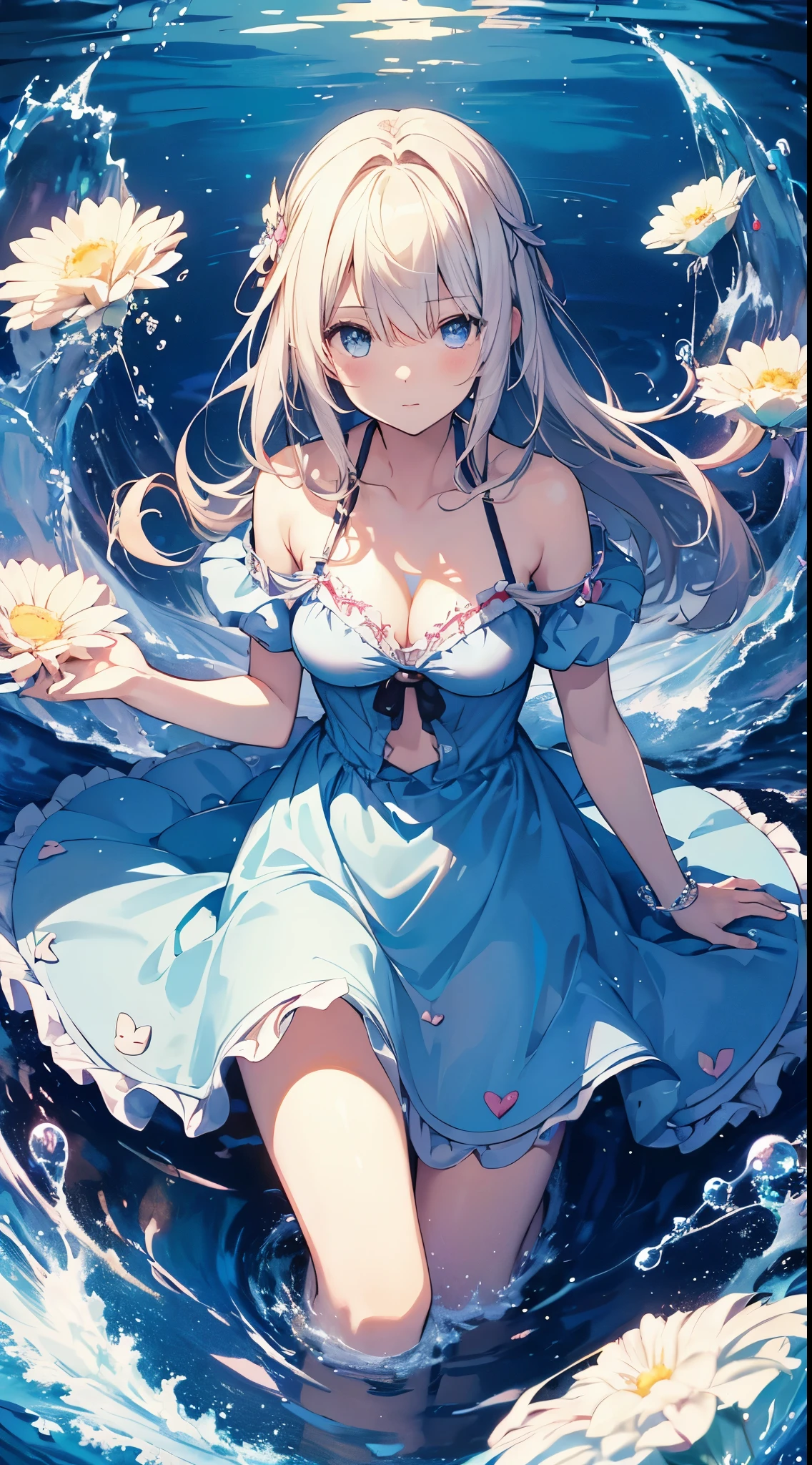 (Best Quality:1.3)、1girl in、Fantasia、The bikini、all-fours、alice in the wonderland、Cute anime illustration、