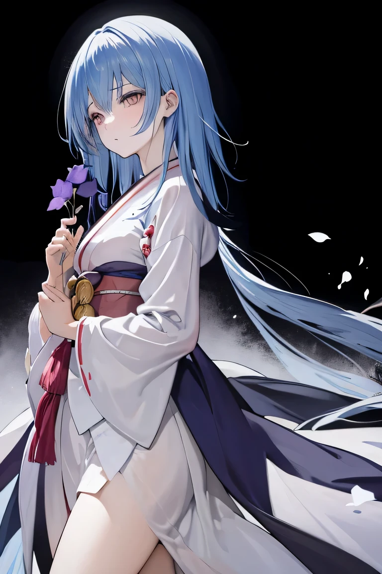 Woman in kimono holding a bouquet of flowers, Japanese art on behance, Deng Sachin, author：Golden flame, author：Kikukawa Sakaeyama, in the style of Deng Sachin, author：Ye Ruian, author：Kentaro Miura, author：Nobusada Yanagawa, by Jin Nong, It's mine&#39;Regret to lose.! cIt's minek palette