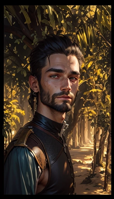 man with long beard, epic rpg portrait, fantasy male portrait, rpg portrait concept art, male warrior, fantasy concept art portrait, epic portrait illustration, detailed character portrait, one human warrior, big white armor with details blue, full armor, black eyes, long hair, black hair, dungeons and dragons character, detailed hands, cape, High Detail, blood spatter