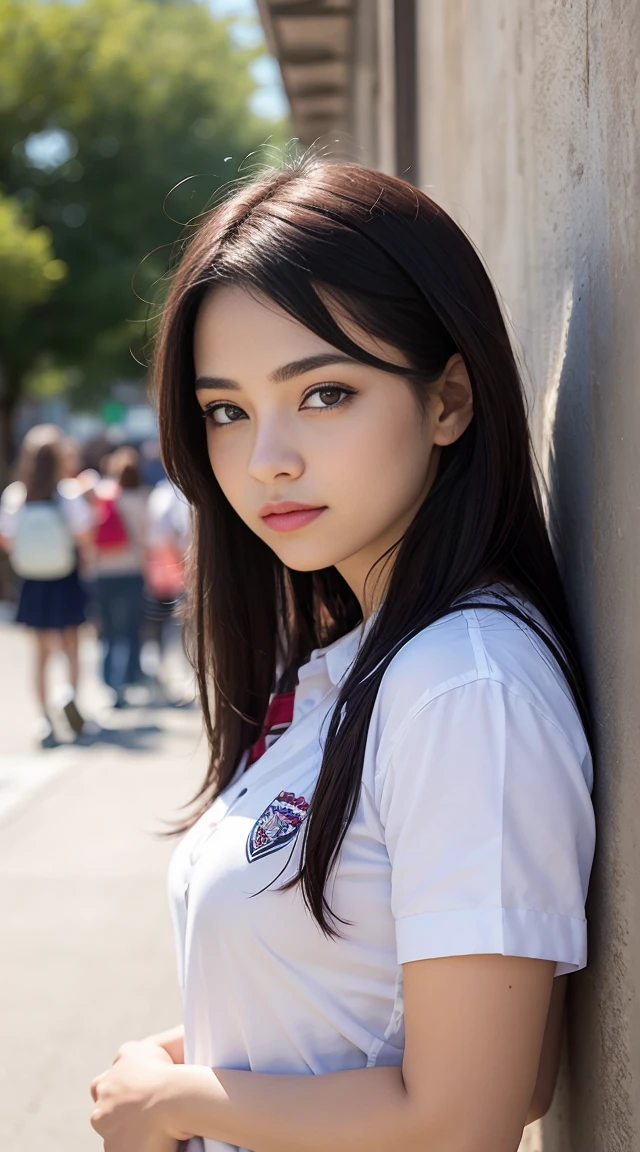 1 girl, da escola, high-school uniform, beleza divina, Deusa Beleza, extremamente detalhado CG unidade 8k papel de parede, best quality, ultra-detalhado, master part, Realistic, photo Realistic, extremamente detalhado 1 linda garota, 20 anos, (((saia levantada por mim mesmo))), (levantado por si mesmo), Panties , Panties focus, corar, separated-lips, Olhando para o Viewer, (crowd of other students), (dentro da escola), short hair.