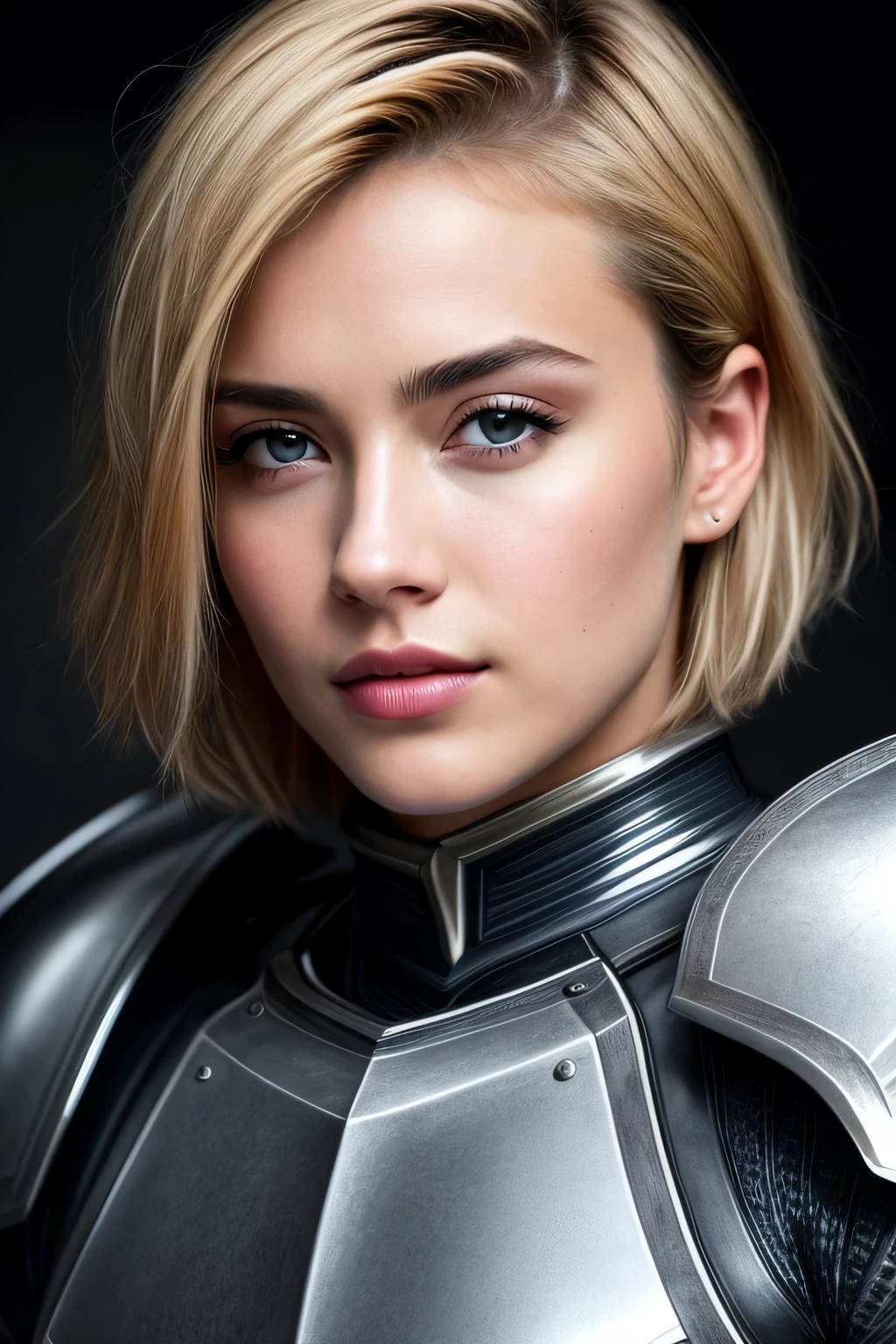 (top-quality,8K,​masterpiece),
Very beautiful face,A detailed face,20yr old,(A detailed eye,Detailed lips,lipgloss),
so short hair,
Wearing armor( (armor:1.2),とても精密がarmor,