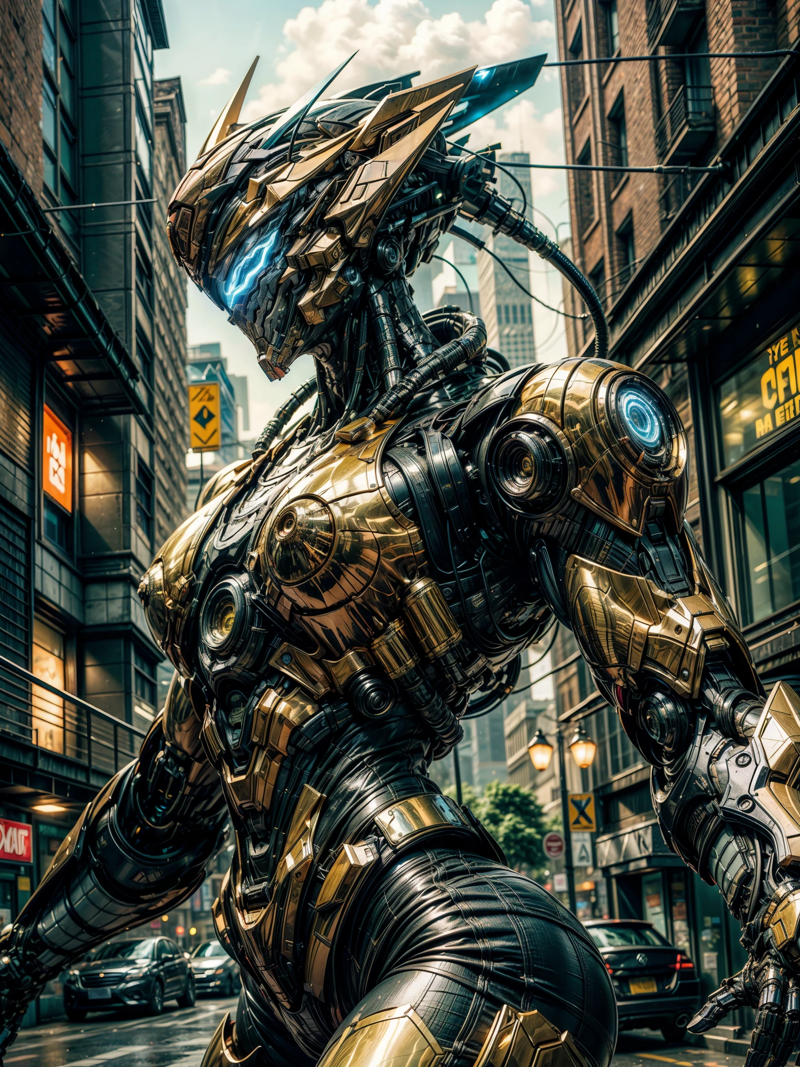 (megan fox), Cinematic, hyper-detailed, and insanely detailed, this artwork captures the essence of a muscular cyborg girl. Beautiful color grading, enhancing the overall cinematic feel. Unreal Engine brings her anatomic cybernetic muscle suit to life, appearing even more mesmerizing. With the use of depth of field (DOF), every detail is focused and accentuated, drawing attention to her eyes and the intricate design of the anatomic cybernetic muscle suit . The image resolution is at its peak, utilizing super-resolution technology to ensure every pixel is perfect. Cinematic lighting enhances her aura, while anti-aliasing techniques like FXAA and TXAA keep the edges smooth and clean. Adding realism to the anatomic cybernetic muscle suit, RTX technology enables ray tracing. Additionally, SSAO (Screen Space Ambient Occlusion) gives depth and realism to the scene, the girl's anatomic cybernetic muscle suit become even more convincing. In the post-processing and post-production stages, tone mapping enhances the colors, creating a captivating visual experience. The integration of CGI (Computer-Generated Imagery) and VFX (Visual Effect brings out the anatomic cybernetic muscle suit's intricate features in a seamless manner. SFX (Sound Effects) complement the visual artistry, immersing the viewer further into this fantastic world. The level of detail is awe-inspiring, with intricate elements meticulously crafted, the artwork hyper maximalist and hyper-realistic. Volumetric effects add depth and dimension, and the photorealism is unparalleled. The image is rendered in 8K resolution, ensuring super-detailed visuals. The volumetric lightning adds a touch of magic, highlighting her beauty and the aura of her anatomic cybernetic muscle suit in an otherworldly way. High Dynamic Range (HDR) technology makes the colors pop, adding richness to the overall composition. Ultimately, this artwork presents an unreal portrayal of a super muscled cyborg girl