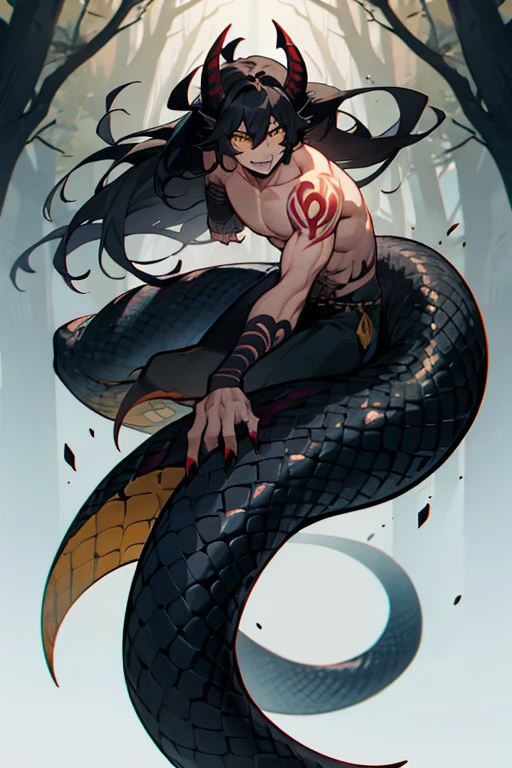 merman, with tail, long tail, flowing black hair, beautiful boy, full body, perfect, well detailed, well defined, ultra realistic, cinematic, neutral background, 8k.