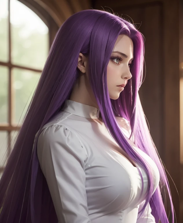 Best quality,Masterpiece,high resolution,Only,{short wedding dress:1.40},{tie:1.20},handsome,{Medusa_FGO:1.15},long_hair,purple_hair,very_long_hair,purple_eyes,breasts,Big_breasts