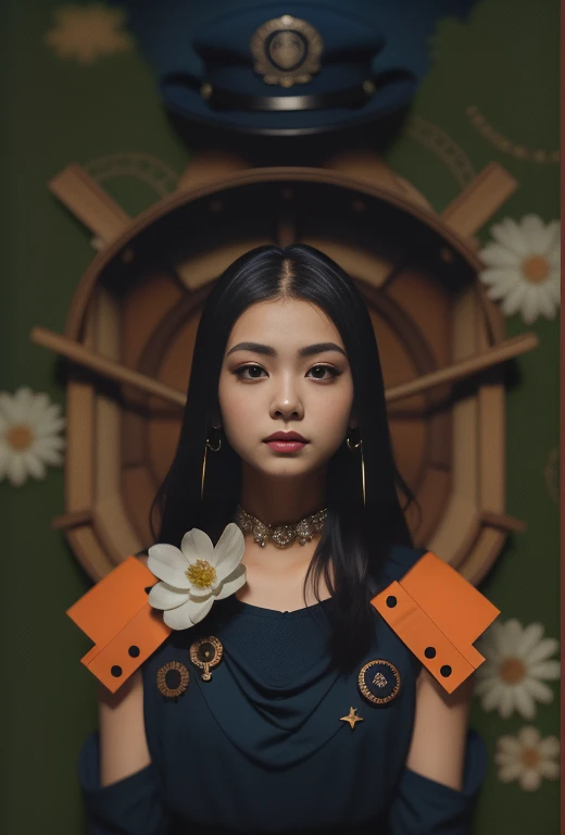 (extremely detailed CG:1.2), (masterpiece:1.2), (best quality:1.2),,((absurdres)),looking at viewer,full body, ,(1girl),solo,(long hair),(mathayom uniform),(white shirt short sleeves),(navy_blue pleated skirt),(long skirt),dynamic angle,standing,dynamic pose,((Delicate facial features)),,