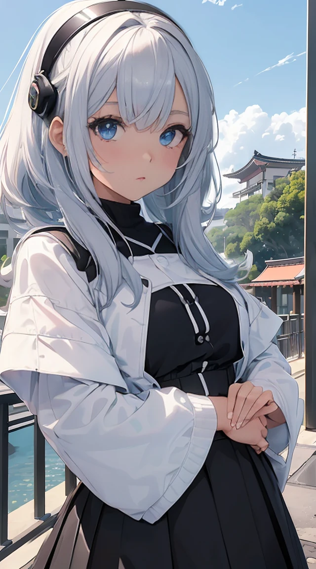 One girl, That will happen, View your viewers, Gray Hair, there is nothing, Cat ear, Feline tail, White shirt, Open clothes, Russian cities, ba-shiroko