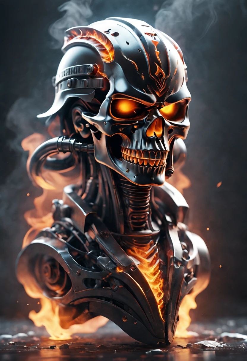 a close up of a cyborg with a skull for a head with glowing eyes and a glowing head, portrait of a cyber skeleton, cyberpunk skeleton, cyber skeleton, cyber skeletons, evil artificial intelligence, skull on the screen, dark but detailed digital art, cyberpunk horror style, cybernetic and highly detailed, hyper detailed digital art, terminator skeleton, alien skull, digital horror artwork, horrific digital art, side portrait --auto