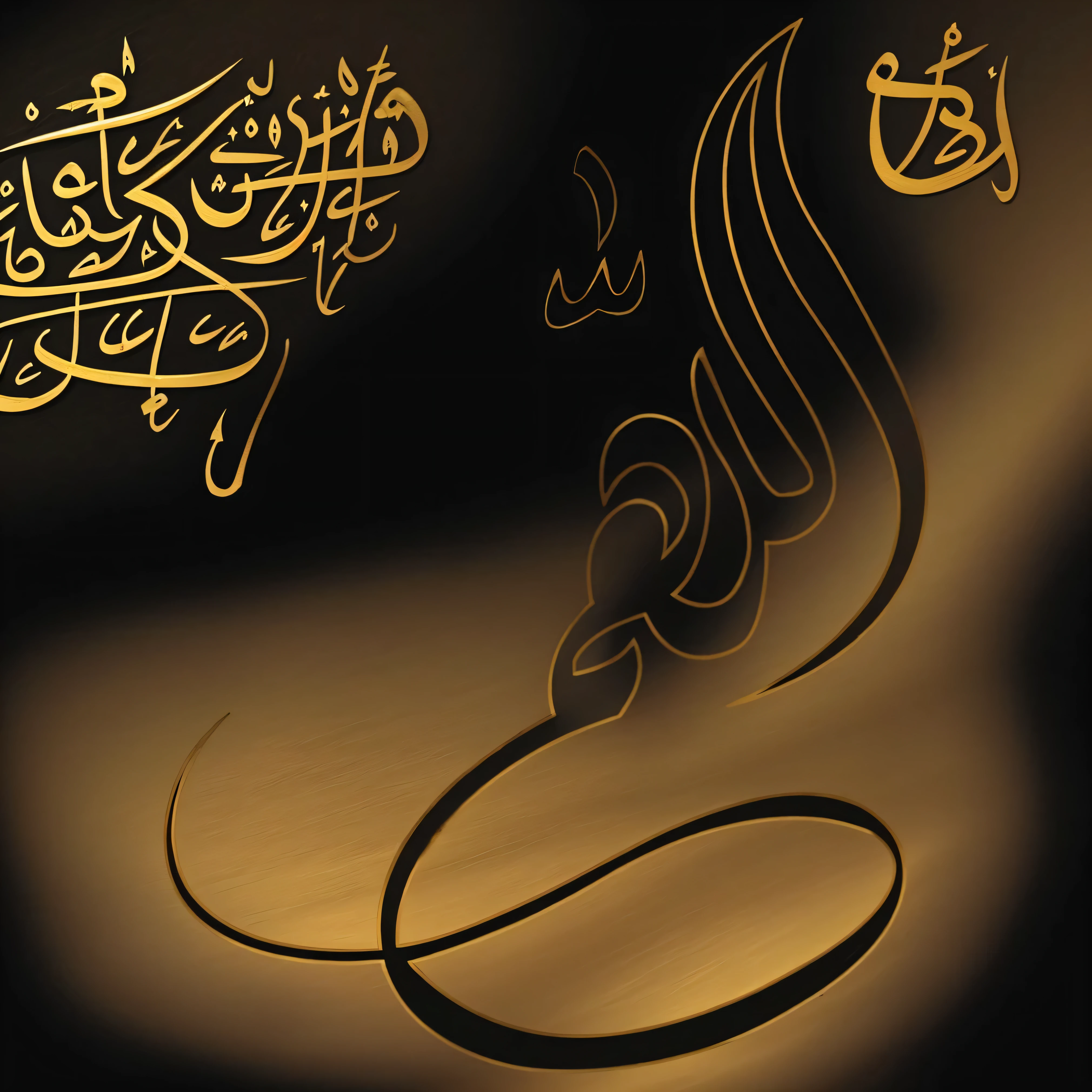 arabic caligraphy in goldish color on black marbal texture