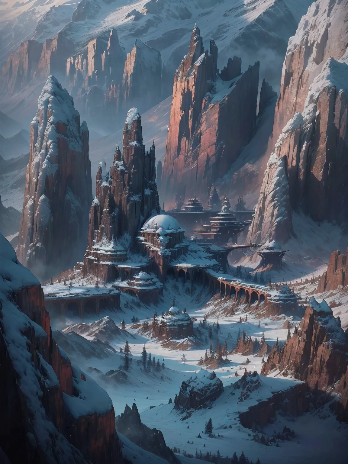 Star Wars The Bad Batch , sinister fairytale land in mountains on background,pretty face,indian ogre,troll,very Sinister places,fearsome,Evening,sunset,irina yermolova,intricate details,realistic humid skin,extremely intricate details, Epic Realistic, cinematic style,film grain,dramatic light,anatomically correct, faded,eyes extremely detailed, high detailed eyes,High contrast,UHD,Retina,HDR,Cinematic, soft colors, Technicolor,natural skin textures, hyper realism,textured skin, hyper detailed,High contrast,Realism, Alien Entity attacks,from height view,opal Marrow niobium Obsidian ,pretty face,eyebrow up,full body length shot,ominous landscape,glate Manganite atmosphere,prime colors,extremely detailed,masterpiece,intricate details,faded,eyes extremely detailed, high detailed eyes,32k resolution,RAW, Nikon Z9,frozen landscape,winter,city in mountains on background,The Alien Entity,,islands  levitating  above  ground ,Chinesse national  stone  park