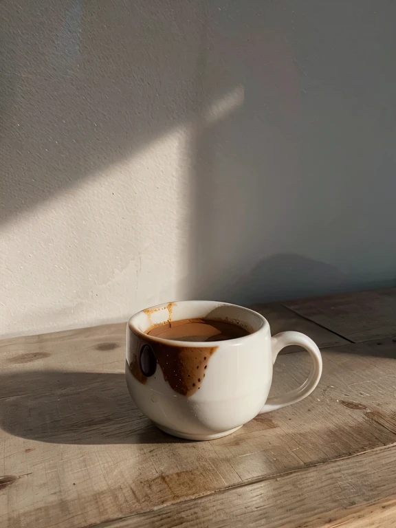 A minimalist espresso cup, immaculate against a white canvas, capturing the essence of purity and refinement, with an emphasis on the cup's smooth edges, subtle reflections, and the play of light and shadow