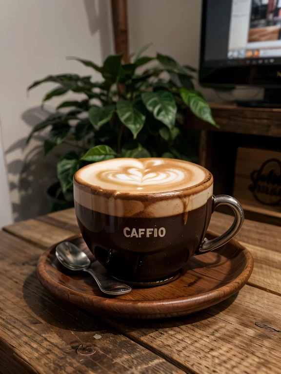 A classic cappuccino cup resting on a wooden table, devoid of any adornments, capturing the essence of simplicity and practicality for a website's clean aesthetic, Photography, shot with a Nikon D750, 35mm f/2.8 lens