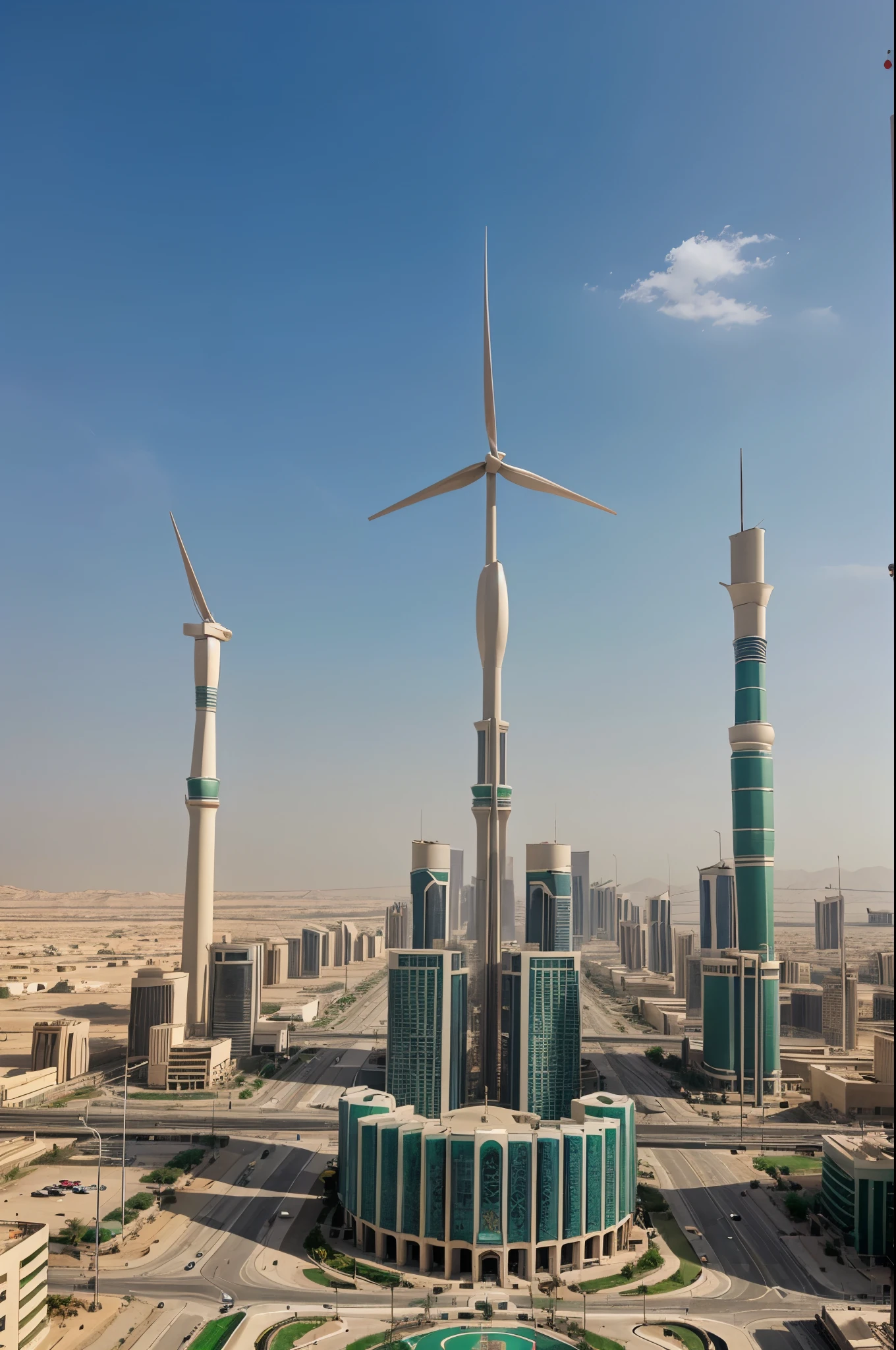 Modern cities of Saudi Arabia with green energy
