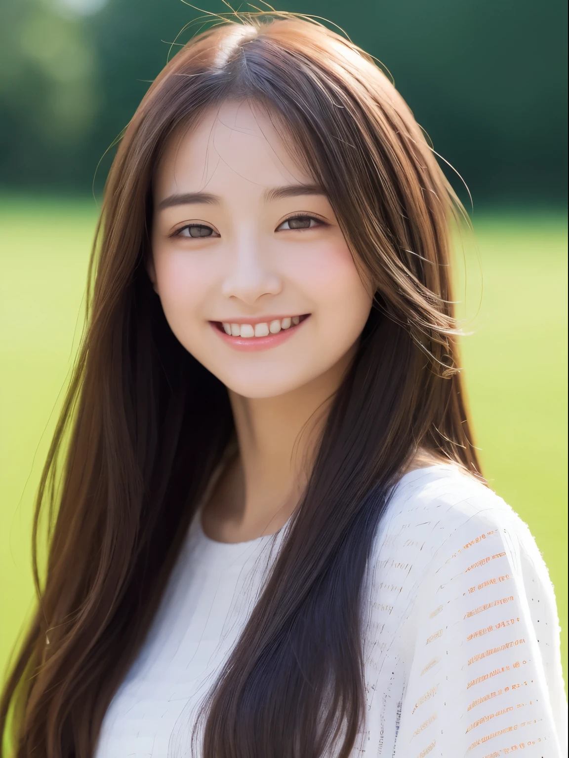 top-quality、8K、1girl in、Beautie、Delicat eyes、二重まぶた、A smile、long、dressed casually、Standing picture