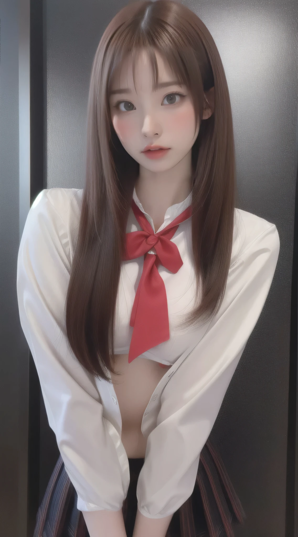 ulzzang -6500-v1.1, (Raw foto:1.2), (Photorealsitic:1.4), a beautiful detailed girl, extremely detailed eye and face, beatiful detailed eyes, huge filesize, ultra-detailliert, hight resolution, ighly detailed, top-quality, ((masterpiece)),((masterpiece)),((Oversized work)), ighly detailed, nffsw, unification, 8k wallpaper, magnifica, finely detail,realistic shadow, masterpiece, top-quality, Highly detailed ajc、8k wallpaper, Light on the Face,电影灯光,((beutiful breast)),((full body photographed)),((Random Positions)) ,((Lolita Face)) ,((Clothing Random)),((Hairstyle Random)),((hair color random)),((Climax expression)),(( ???????)),((Location Random)),,((perspiring)),((A sexy)),((Grinning expression))((schoolgirl in school uniform)),((A slender)),((small tits))