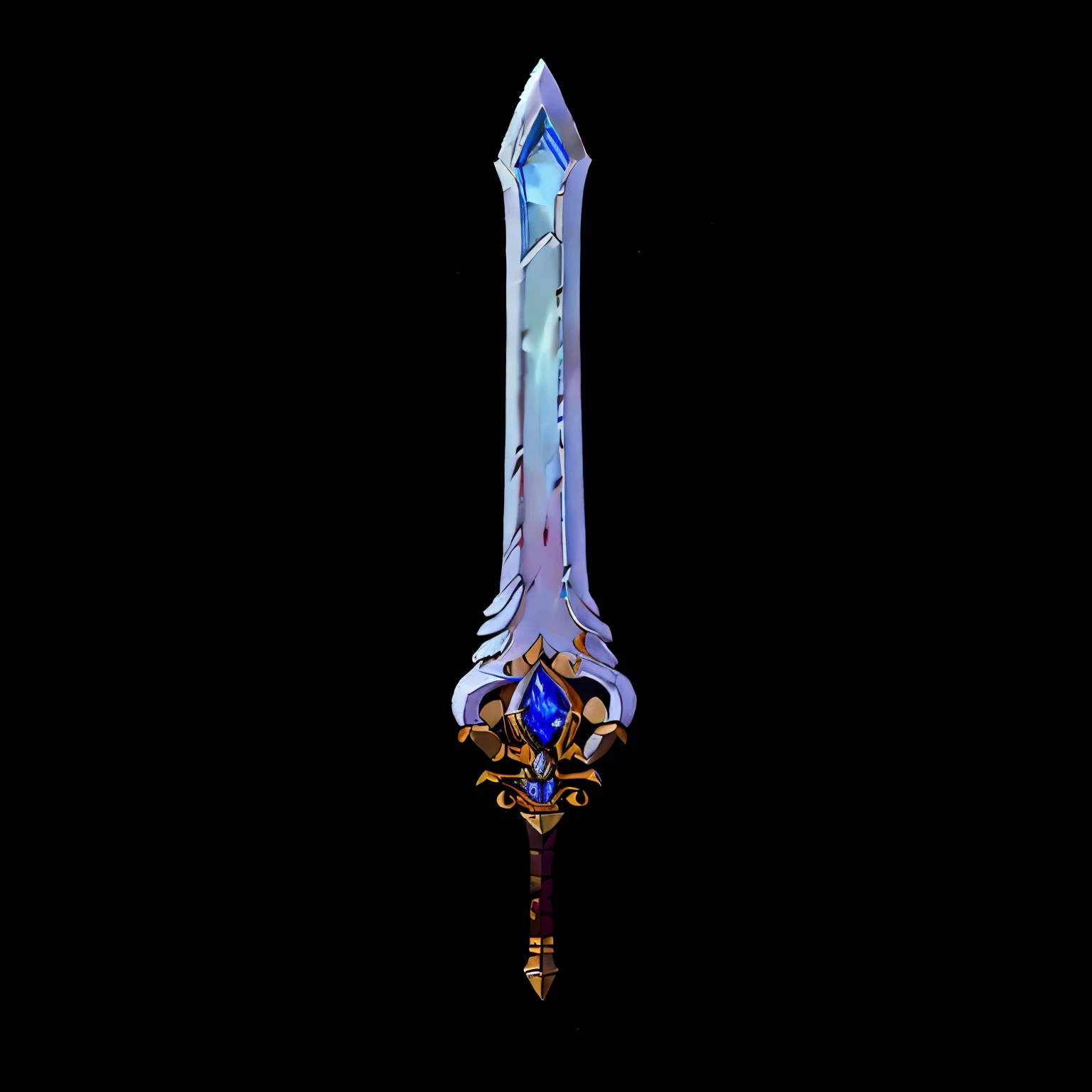 A white sword with a huge sapphire