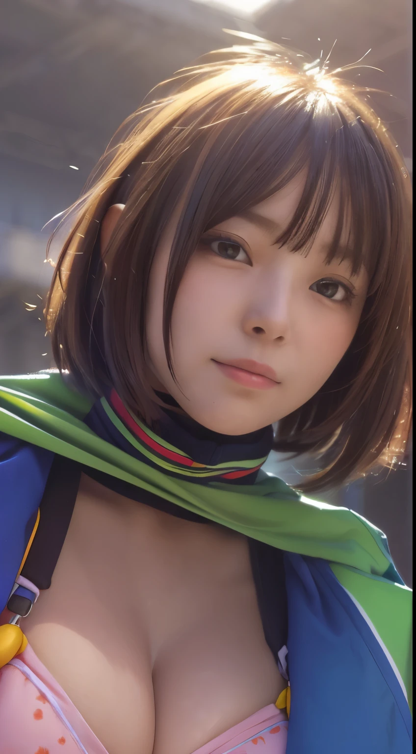 (Best Quality,4K,8K,hight resolution,masutepiece:1.2),Ultra-detailed,(Realistic,photoRealistic,photo-Realistic:1.37), Studio Lighting,Ultra-fine painting,Sharp Focus,Physically-based rendering, extreme detail description,Professional,Vivid colors, Bokeh, Portraits, landscape, beautiful bob haircut girl, Beautiful detailed eyes, plump breast, colourful bikini, School, a beautiful girl in the photo, sunset seashore, Watching the viewer, blushed face, (from below:1.4), Japanese idol, Korean idol, masterpiece