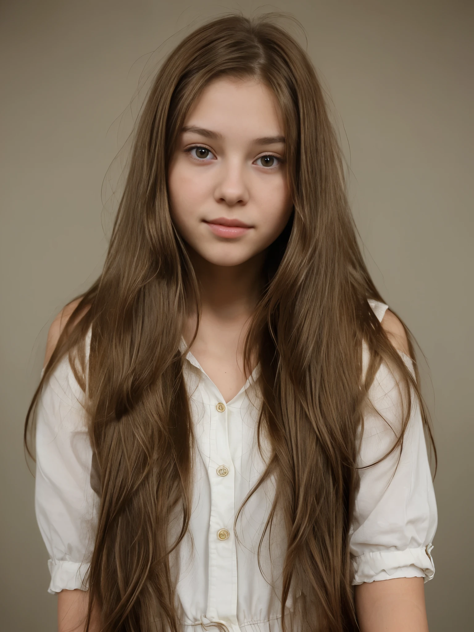 young girl long brown hair