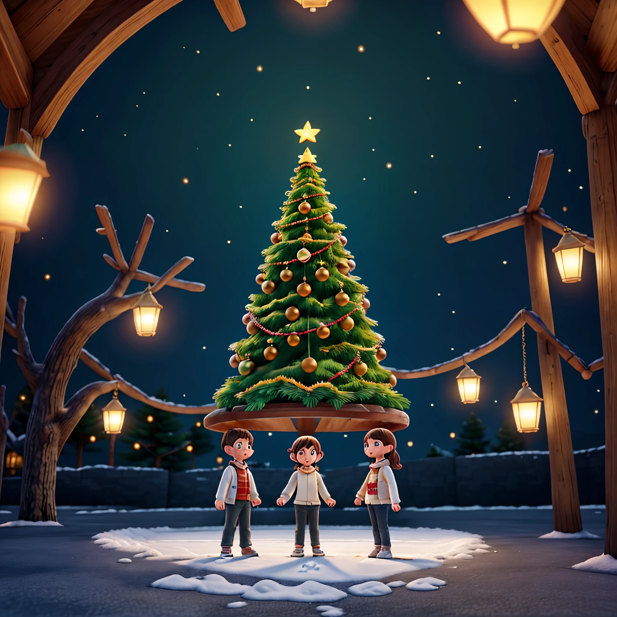 Thick white snow world，A huge Christmas tree stands 20 meters high in the middle of the town，It&#39;s covered with starry lanterns，diamond，Christmas tree with thick snow on the branches，Echoing the lights，The sky still snowing，In front of the Christmas tree, a boy and girl hold hands and look at the tree and make beautiful vows，ultra HD picture quality，Hyper-detailed depiction，Color rendering with sharp contrast，Perfect proportions，Dream love beautiful，逼真光线，Trends，tmasterpiece，Handwriting，8k，Cinematic texture，Intricate decorative details，Christmas close-up，Couple under the tree deep path Equirectangular_360 Circuit UnrealEngine5 Ultra Masterpiece sunlight Cinematic lighting ultra_high-def ultra_Photo-realistic optimal ultra_high-quality opengl-shaders ultra_high-details accurate reflex ultra_high-res perfection volumetric lightning improved Octane_rendues UHD XT3 DSLR HDR 3dcg shadow analogiques extatiques symmetrical dazzling Will-o'-the-wisp global luminescence varied multi etc. --s 1000 --c 20 --q 20 --chaos 100