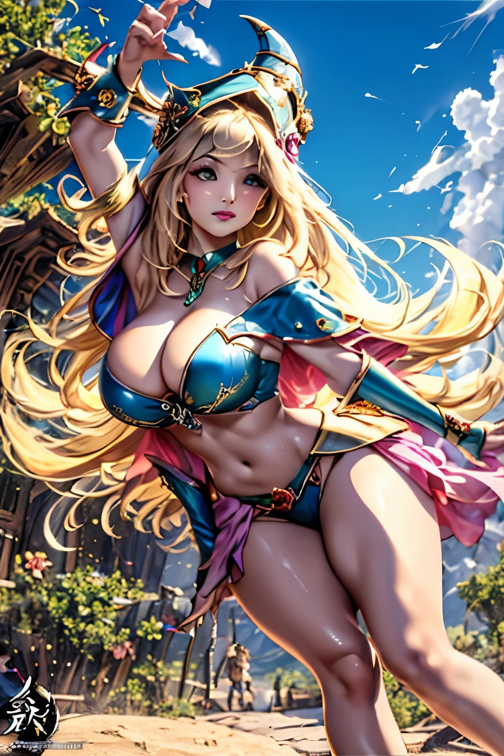 Dark magician gils ((mejor calidad)), ((obra maestra)), (detallada), rubia, smal boobs, smal boobs, seductive succubus, Ethereal Beauty, Perched on a pink-flowered tree, (Fantasy Illustration: 1.3), mirada encantadora, cautivadora pose, chica dark magician gils sola, delicadas alas de mariposa, encanto de otro mundo, mystical sky, (Luis Royo:1.2), (Yoshitaka Amano:1.1), Moonlit morning, colores suaves, (nubes detalladas:1.3), (high resolusion:1.2) ( dragon flying in the sky) vestido, piernas colgando sobre el estanque, Diosa griega, realista, realismo, cuerpo sexy, desert scenery