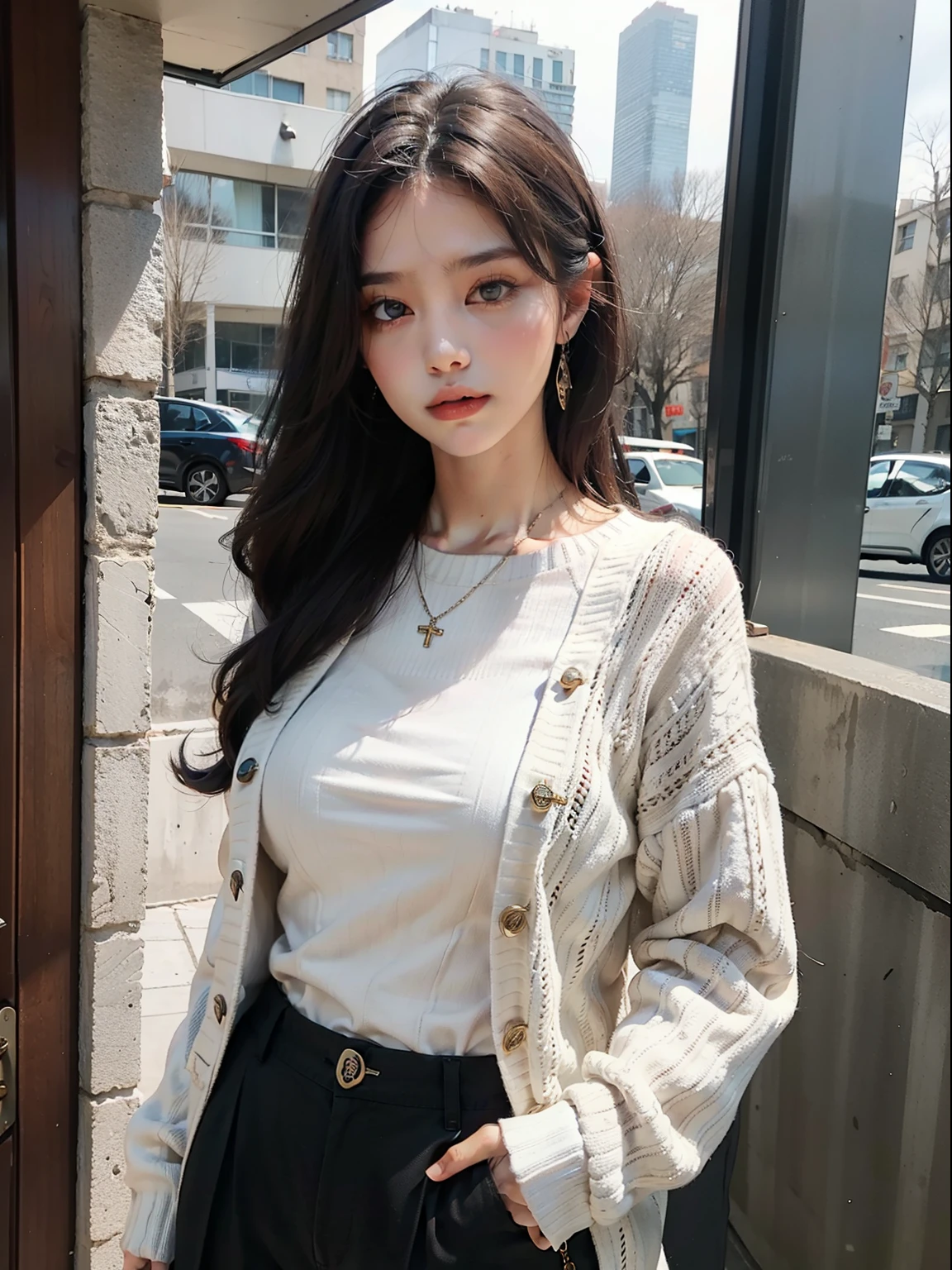 (female: 1.2), (seios grandes: 1.2), (Mullet Head), (white sweater, jaqueta para baixo), (Trousers), (roupas de inverno),